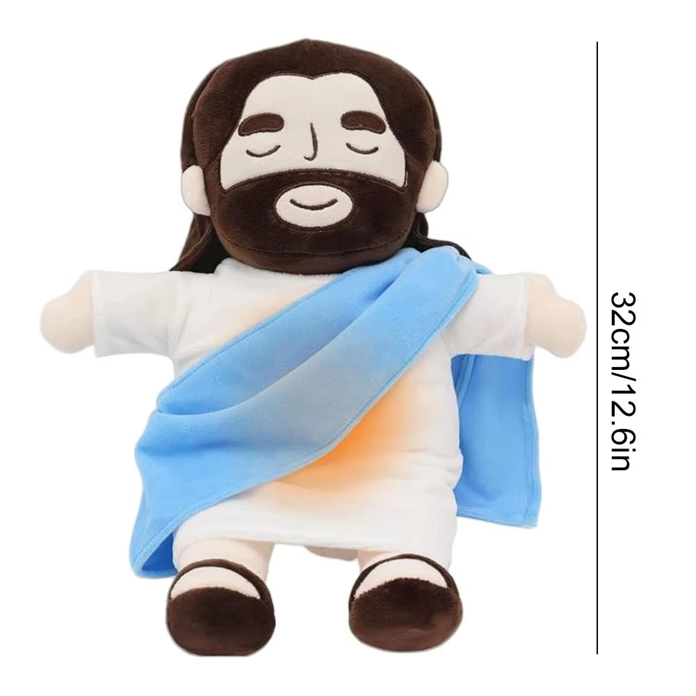 -Hot Jesus Breathing Soothe Plush Toy for Kids Soft Soothing Jesus Plushies Comforting Jesus Heart Toy Easter Christmas Gifts