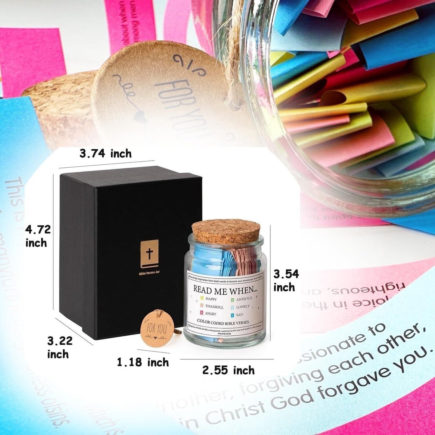 Christian Gifts for Women Bible Verse Jar 90 Color Coded Bible Verses in a Jar