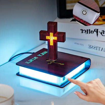 Magnetic Levitating Floating Christian Cross Decorations Lamp Maglev Cross Holy Bible Base