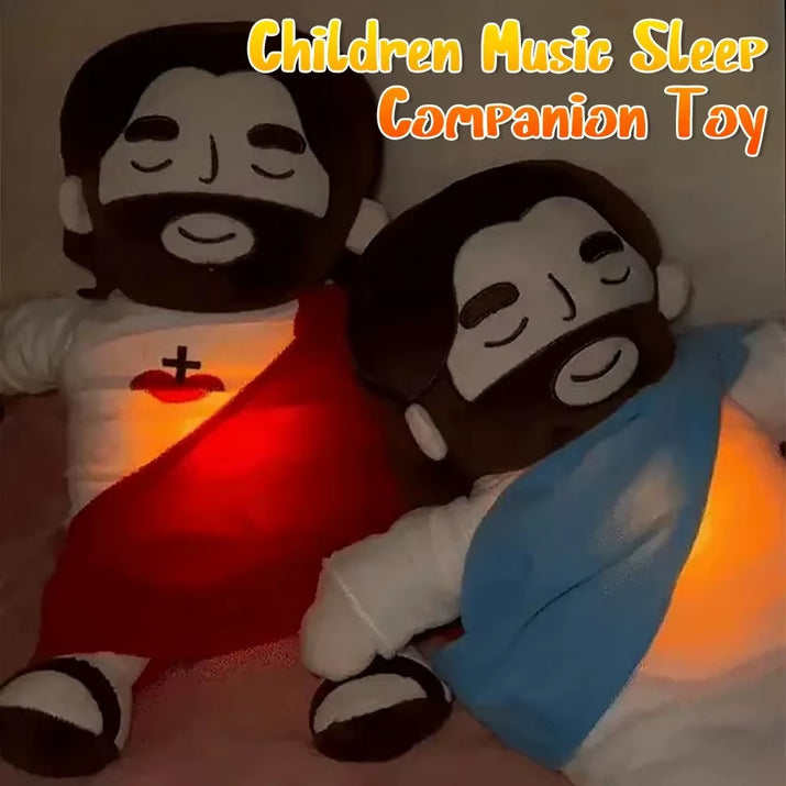 -Hot Jesus Breathing Soothe Plush Toy for Kids Soft Soothing Jesus Plushies Comforting Jesus Heart Toy Easter Christmas Gifts